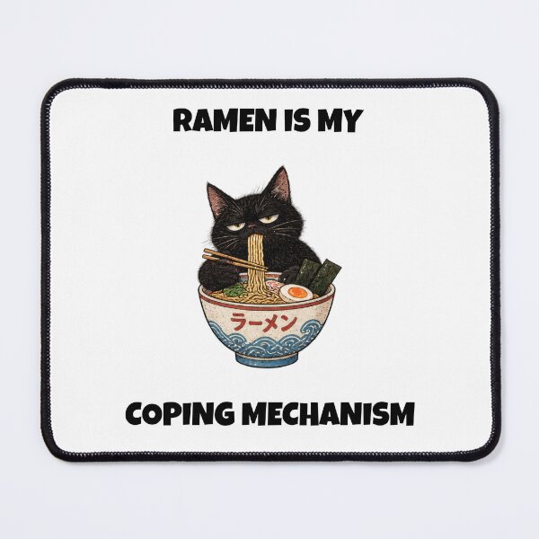 Item preview, Ramen Is My Coping Mechanism – Funny Black Cat designed and sold by H-Tsvetkova.