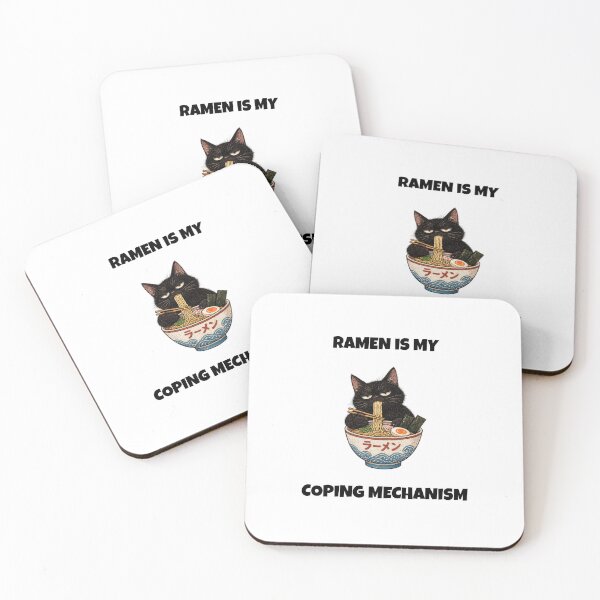 Item preview, Ramen Is My Coping Mechanism – Funny Black Cat designed and sold by H-Tsvetkova.