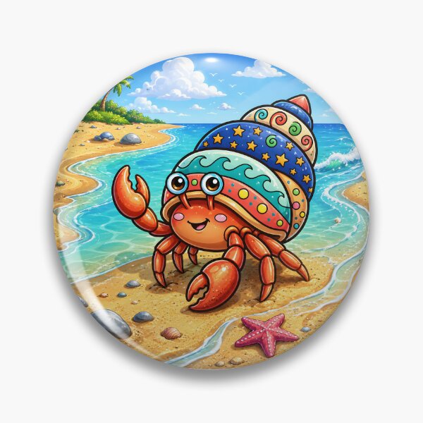 Item preview, The Illustration of Cute and Colorful Lobster at Beautiful Beach designed and sold by Pim-Crystal.