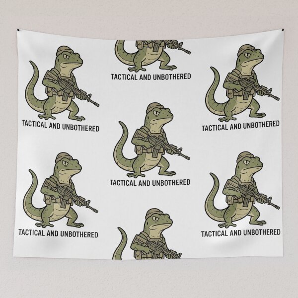 Item preview, Tactical Lizard Tactical And Unbothered Funny Gecko Beanie Military Gun Humor designed and sold by raedattia.