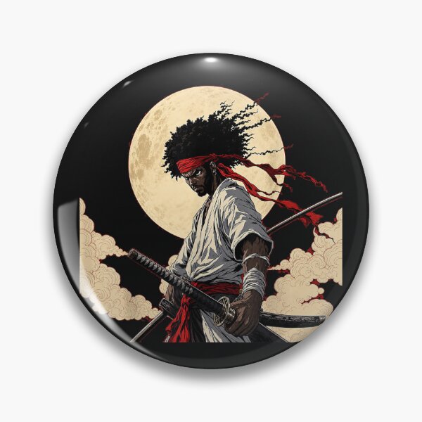 Item preview, Afro Samurai Wielding Katanas in Anime Style designed and sold by ClairLuther571.