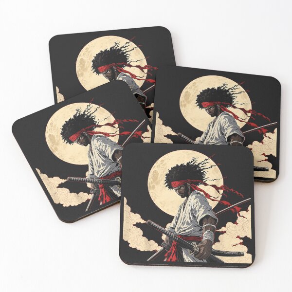 Item preview, Afro Samurai Wielding Katanas in Anime Style designed and sold by ClairLuther571.