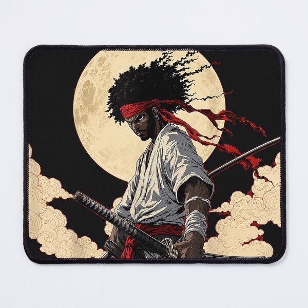 Item preview, Afro Samurai Wielding Katanas in Anime Style designed and sold by ClairLuther571.