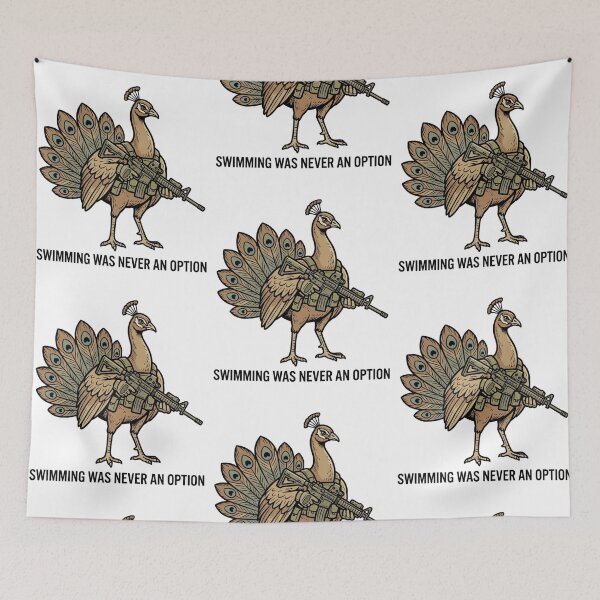Item preview, Tactical Peacock Swimming Was Never An Option Funny Bird Military Gun Humor designed and sold by raedattia.