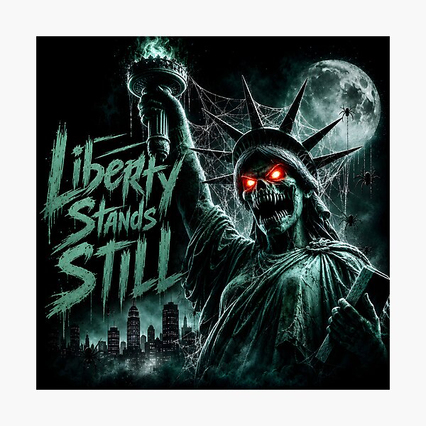 Item preview, Scary Statue of Liberty - Liberty Stands Still Horror Art designed and sold by HorrorWorldWeb.