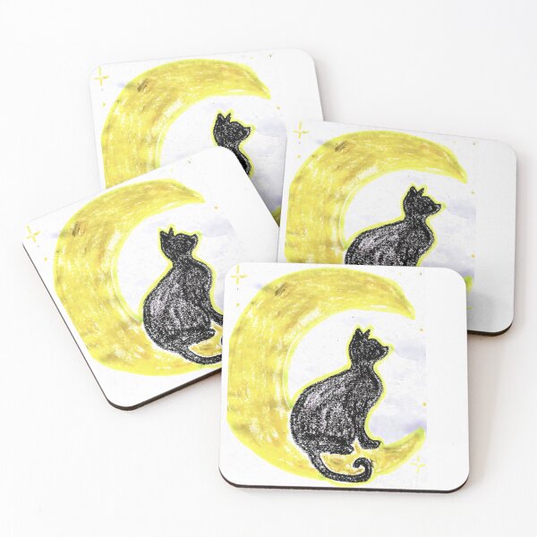 Item preview, Black Cat Sitting on Crescent Moon designed and sold by MagicYana.