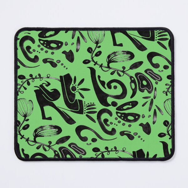 Item preview, Lime Green Whimsical Black Ink Folk Floral Pattern designed and sold by wissal.studio.