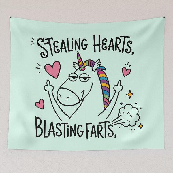 Item preview, Funny Unicorn Stealing Hearts & Blasting Farts Rainbow Cute Unicorn designed and sold by Arezaali.