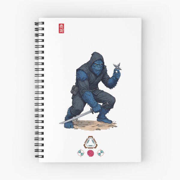 Item preview, Blue Ninja Ape Warrior in Stealth Stance with Katana and Shuriken designed and sold by Whimsy Trail Co.