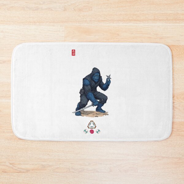 Item preview, Blue Ninja Ape Warrior in Stealth Stance with Katana and Shuriken designed and sold by Whimsy Trail Co.
