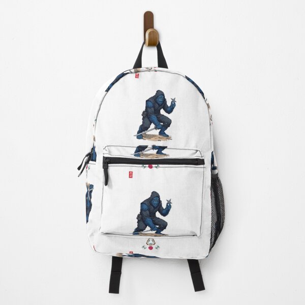 Item preview, Blue Ninja Ape Warrior in Stealth Stance with Katana and Shuriken designed and sold by Whimsy Trail Co.