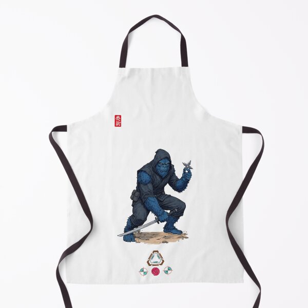 Item preview, Blue Ninja Ape Warrior in Stealth Stance with Katana and Shuriken designed and sold by Whimsy Trail Co.