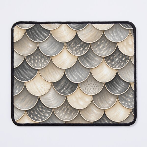 Item preview, Neutral Fish Scales– Cream, Silver Grey & Charcoal designed and sold by annenambiro.