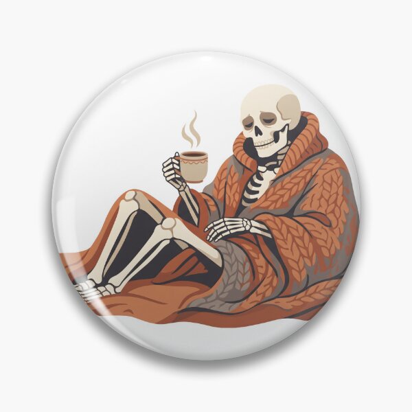 Item preview, Cozy Skeleton Wrapped In Blanket With Coffee designed and sold by DownloSpace.