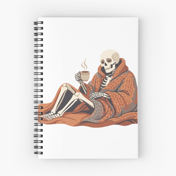 Item preview, Cozy Skeleton Wrapped In Blanket With Coffee designed and sold by DownloSpace.