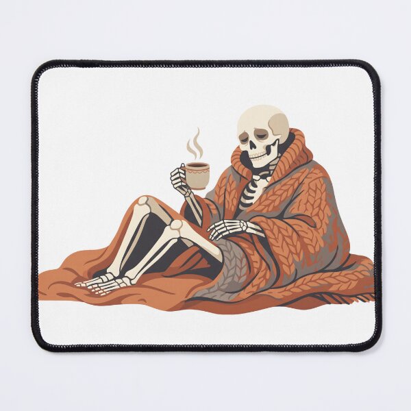 Item preview, Cozy Skeleton Wrapped In Blanket With Coffee designed and sold by DownloSpace.