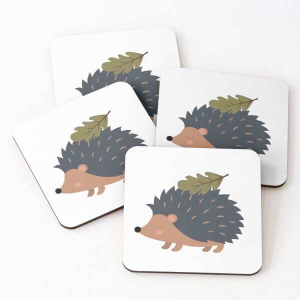 Item preview, Cute Hedgehog with Oak Leaf Nursery Vector Sticker designed and sold by ElenMart.