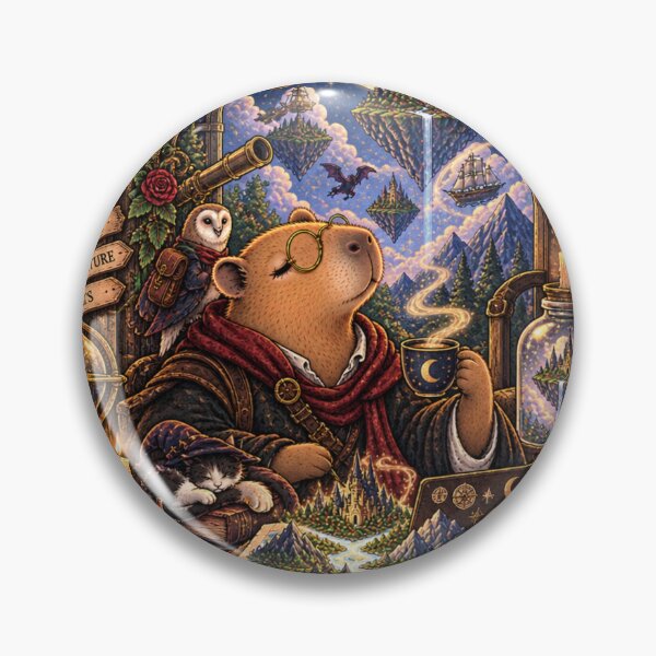 Item preview, The Dream Explorer Capybara Vintage Fantasy Tarot Card Aesthetic - Whimsical Cozy Cottagecore & Magic World Illustration designed and sold by zhivago1980.