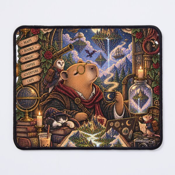 Item preview, The Dream Explorer Capybara Vintage Fantasy Tarot Card Aesthetic - Whimsical Cozy Cottagecore & Magic World Illustration designed and sold by zhivago1980.