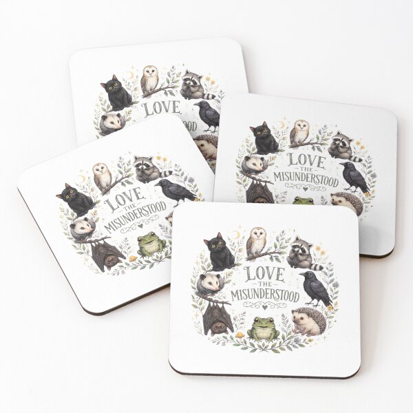 Item preview, Love The Misunderstood Gothic Animals Bat Crow Cat Frog designed and sold by felixpalette.