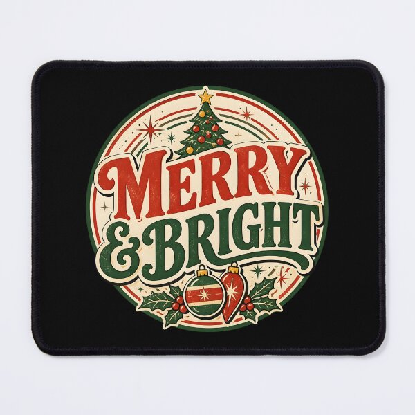 Item preview, Vintage Merry and Bright Retro Christmas Holiday Badge designed and sold by KristenosNehk.