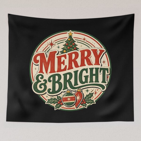 Item preview, Vintage Merry and Bright Retro Christmas Holiday Badge designed and sold by KristenosNehk.