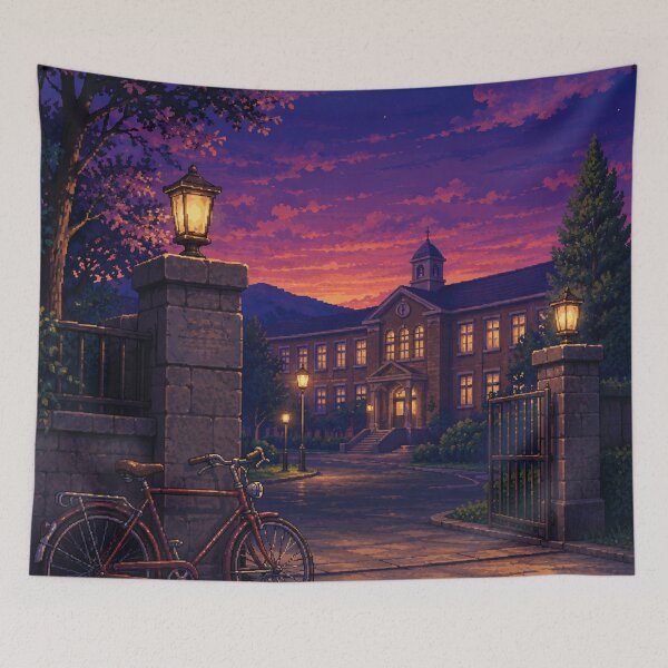Item preview, Cozy Pixel Art: Bicycle Gate Twilight designed and sold by bapupa.