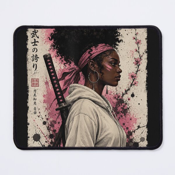 Item preview, Afro American Modern Samurai Girl as Black Anime Warrior designed and sold by ClairLuther571.