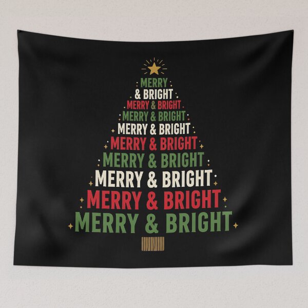 Artikelvorschau, Fröhliches und strahlendes Typografie-Weihnachtsbaum-Design entworfen und verkauft von KristenosNehk.