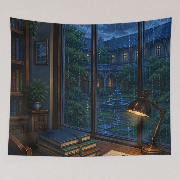 Item preview, Cozy Pixel Art: Classroom Rain Mist designed and sold by bapupa.