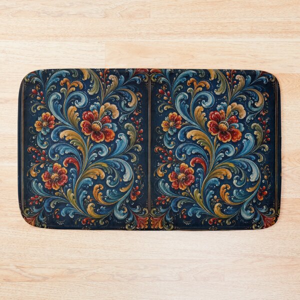 Item preview, Norwegian Blue Telemark Rosemaling ,Rosemaling Blue and Red  designed and sold by Owneysweet.