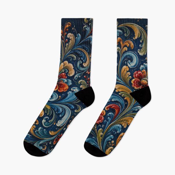 Item preview, Norwegian Blue Telemark Rosemaling ,Rosemaling Blue and Red  designed and sold by Owneysweet.