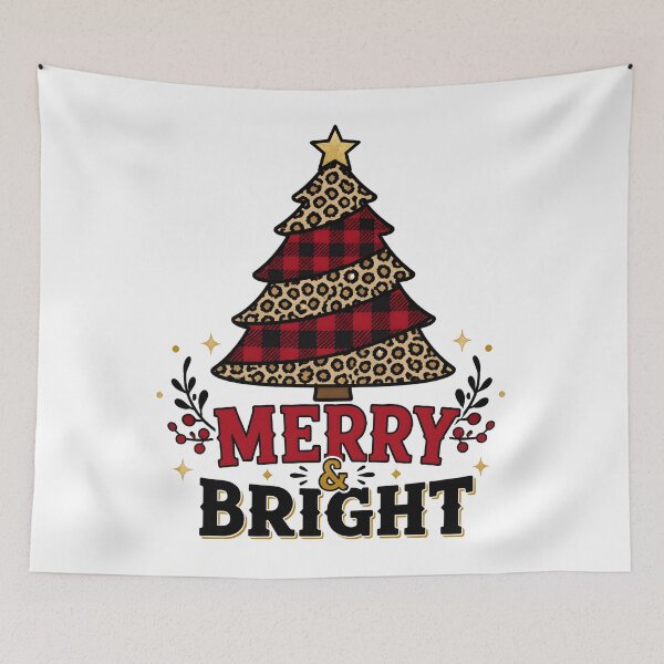 Item preview, Merry and Bright Leopard Print Red Plaid Christmas Tree designed and sold by KristenosNehk.