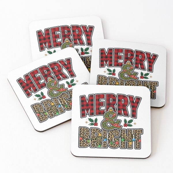 Item preview, Merry and Bright Red Plaid Leopard Print Typography designed and sold by KristenosNehk.
