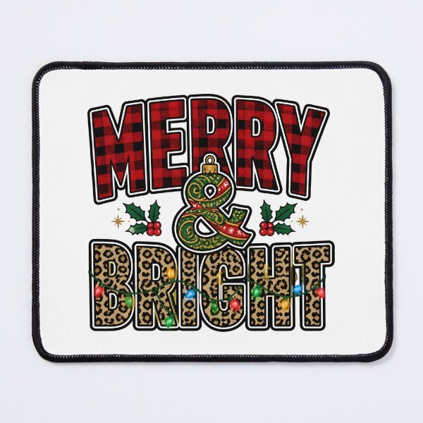 Item preview, Merry and Bright Red Plaid Leopard Print Typography designed and sold by KristenosNehk.