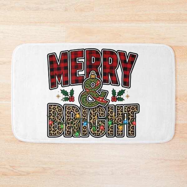 Item preview, Merry and Bright Red Plaid Leopard Print Typography designed and sold by KristenosNehk.