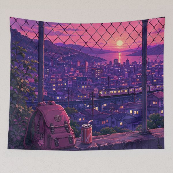 Item preview, Cozy Pixel Art: Rooftop Pastel Sky designed and sold by bapupa.