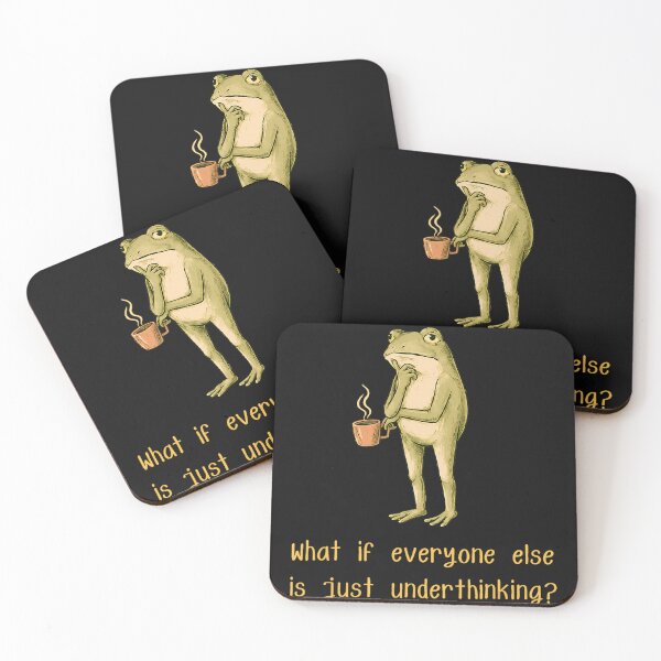 Item preview, What If Everyone Else Is Just Underthinking? Funny Overthinker Frog Coffee Lover Humor designed and sold by BrockmeyeSB.