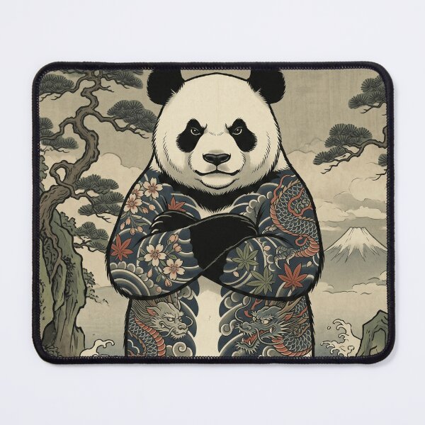 Item preview, Japanese tattoo Panda with Dragons, Waves & Mount Fuji designed and sold by LOVEARTDESIGN.