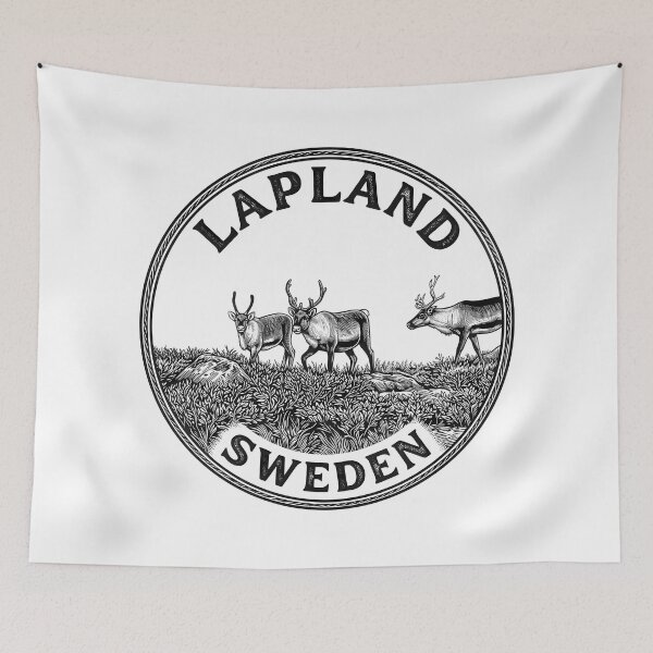 Item preview, Lapland Sweden reindeer logo illustration designed and sold by JVFotoArt.