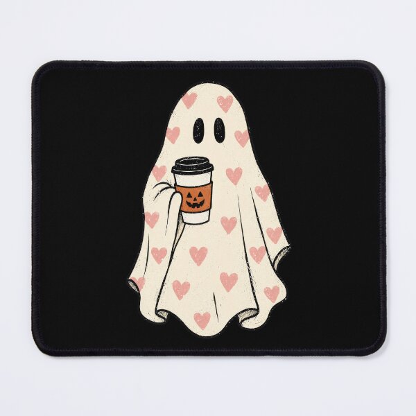 Item preview, Vintage Halloween Spooky Ghost Pink Hearts Coffee designed and sold by Timeless Bond Designs.