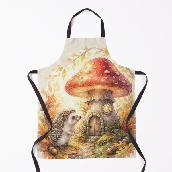 Item preview, Hedgehog Autumn Mushroom House Watercolor Cottagecore Art designed and sold by CalmCapy Co.