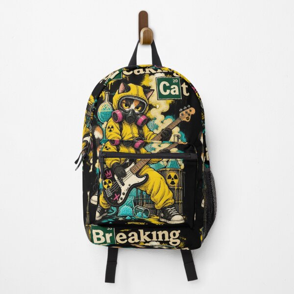 Item preview, Breaking Cat - Toxic Cat Bassist - Funny Hazmat Bass Guitar Art designed and sold by BRTHRCNK01.