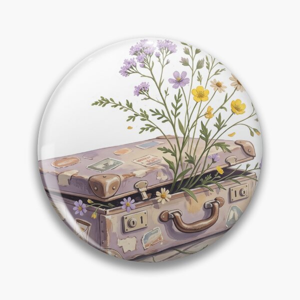 Item preview, Suitcase with Wildflowers designed and sold by InkPixell.