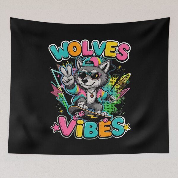 Item preview, Wolf Vibes Retro Cool Sunglasses Wolf Peace Sign Graphic designed and sold by felixpalette.