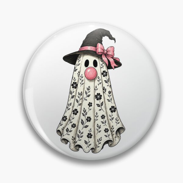 Item preview, Vintage Halloween Spooky Ghost Coquette Pink Bow designed and sold by Timeless Bond Designs.