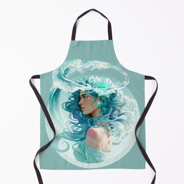 Item preview, Mystical Ocean Goddess with Flowing Aqua Hair and Water Crown PNG designed and sold by MythicMood.