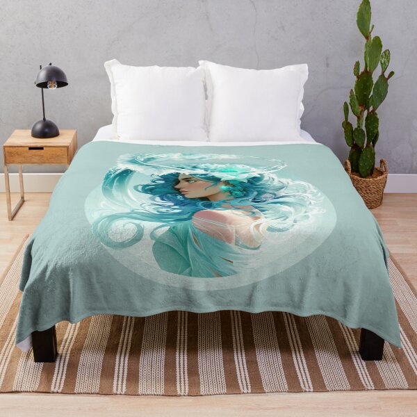 Item preview, Mystical Ocean Goddess with Flowing Aqua Hair and Water Crown PNG designed and sold by MythicMood.