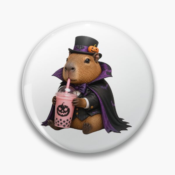 Item preview, Halloween Capybara Bubble Tea Sticker Cute Dracula Kawaii Boba Drink Spooky Gift designed and sold by AstraDrip Studio.