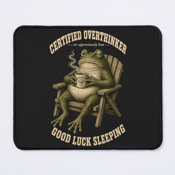 Item preview, Certified Overthinker Good Luck Sleeping Funny Frog designed and sold by LinaDesign Store.